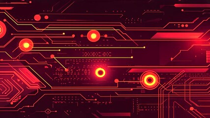 Red Circuit Board Data Stream, Tech Background