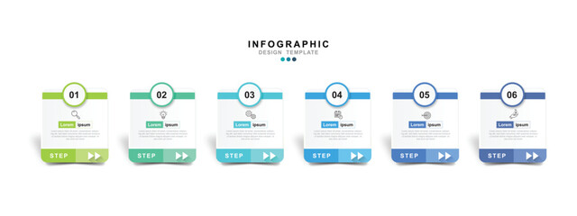 Fototapete - Infographic 6 options design elements for your business data. Vector Illustration