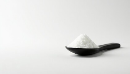 Wall Mural - Spoonful of white sugar against white backdrop, kitchen, food, bakery