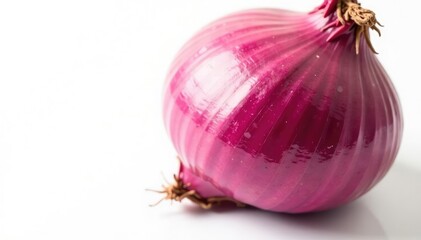 Wall Mural - Close-up view of red onion, showcasing texture, on stark white , healthy, background, still life