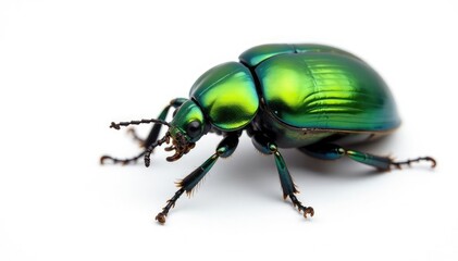 Wall Mural - Green June beetle isolated on white studio background, bug photography, coleoptera, isolated bug