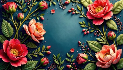 Wall Mural - Intricate floral tapestry woven into a fabric , craft, cloth
