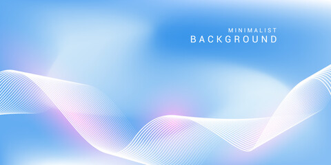 Wall Mural - abstract blue gradient background with shining lines waves. minimalist background for banner, poster