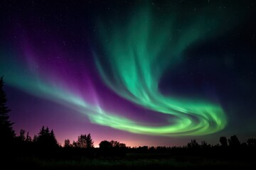 aurora shaped like a spiral a spiraling aurora borealis pattern with deep greens and purples swirlin