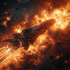 Wall Mural - space exploration mission outer space digital art cosmic environment dramatic viewpoint sci-fi conce