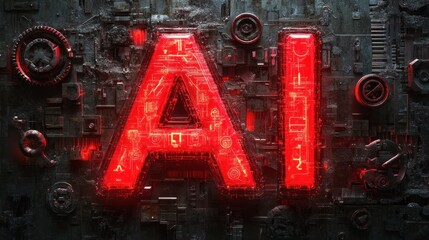 A close-up view of glowing AI letters on a textured background, symbolizing the future of artificial intelligence and innovation.