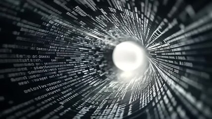 Wall Mural - Abstract Digital Tunnel with Flowing Data and Light Effect