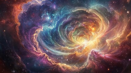 Wall Mural - A vibrant nebula swirling with colors and radiant energy in the cosmos