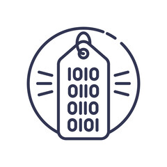 Wall Mural - binary code on a tag symbolizes data labeling in metadata management.