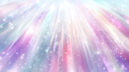 Aufkleber - Abstract pastel light background with glowing sun rays, bokeh effects and shiny stars on soft blue sky. Ethereal holographic texture with sparkling glitter and dreamy lavender, pink, purple gradients 