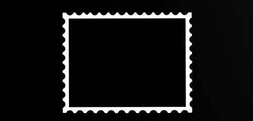 empty black postage stamp frame vector illustration with a zigzag border, ready for design, communic