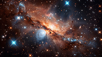 a high-resolution image of a galaxy captured through a telescope, with detailed views of stars, nebu