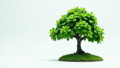 Wall Mural - Small tree on white, intricate detail, vibrant green, tree, background