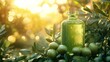 © arlisa - Olive oil bottle in grove sunlight