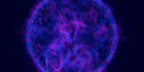 Wall Mural - abstract macro of quantum computing qubit spherical cell. subatomic patterns of cyber ai intelligenc