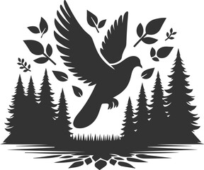 Pigeon bird silhouette vector