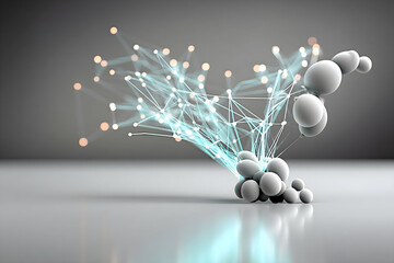 abstract network of glowing spheres and lines