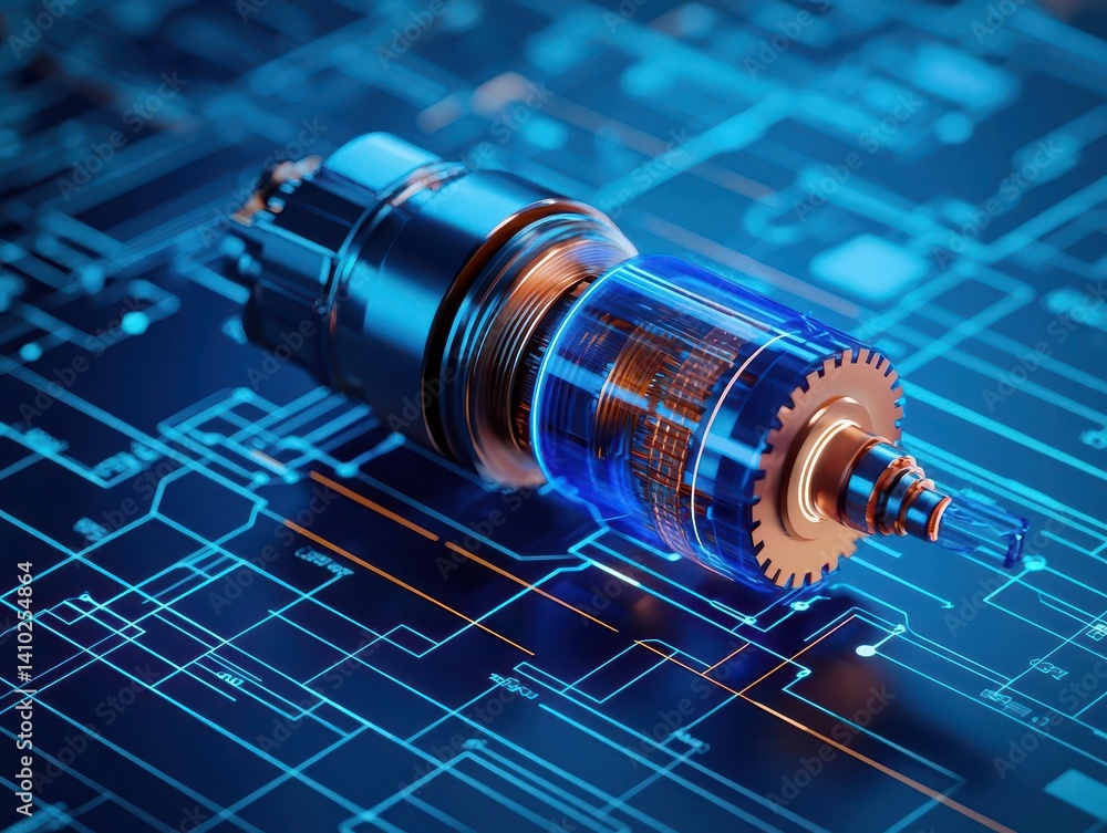 Explodedview blueprint of an electric motor s magnetic bearings ...