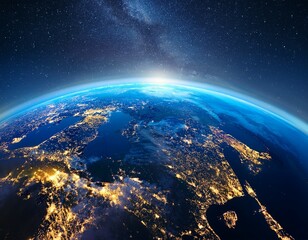 a stunning view of earth from space at night