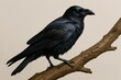 © ArtStockVault - Majestic Raven Perched on Tree Branch Displaying Sleek Black Plumage in Natural Setting Wildlife Photography