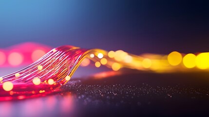 Wall Mural - colorful abstract wave of light with bokeh effects and soft background in vibrant tones