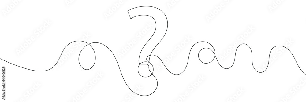 Question mark linear background. One continuous drawing of a question ...
