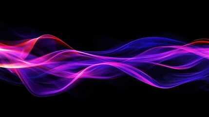 abstract colorful wave, flowing light, dark background, design element