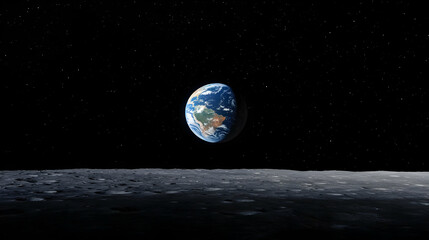 Wall Mural - Pixelated Earth Over Moon Landscape