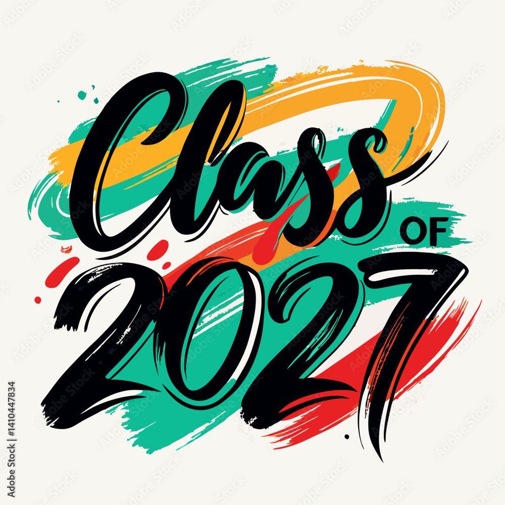 Class Of 2027 Brush Stroke Style Graduation Design Modern Look Stock ...