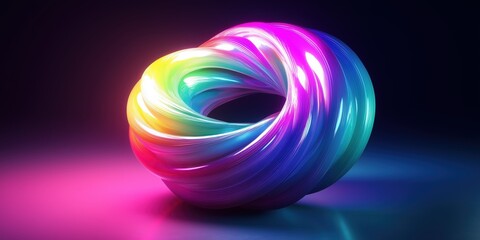 Wall Mural - vibrant spiral of neon colors, including pink, purple, blue, and yellow, glowing in a surreal light