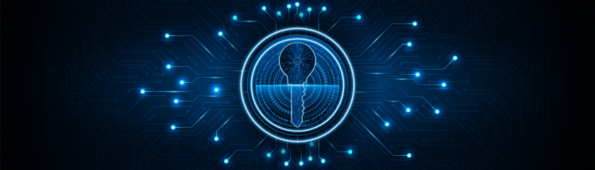 Fototapete - technology circuit board key icon. Cyber ​​data security and privacy concept. modern technology innovation concept background	