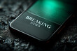 © Mirivox - Smartphone displaying breaking news alert on dark green screen, rests on dark textured surface, conveying urgency and importance of information