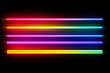© Masud - Vibrant rainbow neon lights illuminate a dark space with their bold, energetic glow, a dazzling spectacle of color and light.
