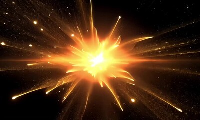 Wall Mural - a solar flare erupting from the sun, with particles glowing in the dark space, realistic, very detai