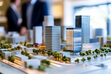 a team of developers and businessmen are working on a new modern business park project in the office