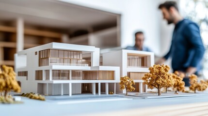 a team of developers and businessmen are working on a new modern business park project in the office