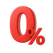 © Vintage Stock - 3D Red Zero Percent Icon on Transparent Background