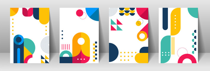 Wall Mural - set of geometric colorful modern cover design vector template. usable for cover, poster, wall decor,