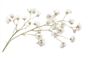 a watercolor baby breath flower isolated on a white background showcasing its delicate white petals 