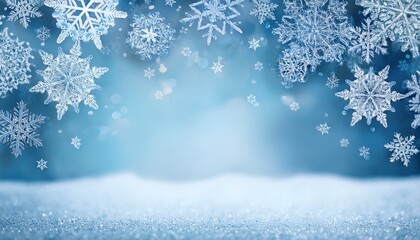 Wall Mural - Winter Snowflake Background with Copy Space