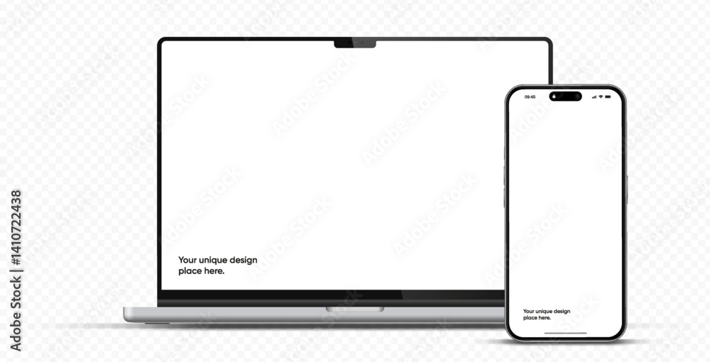 Modern laptop mockup front view and smartphone mockup high quality ...
