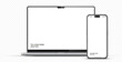 © Carkhe - Modern laptop mockup front view and smartphone mockup high quality isolated on white background. Notebook mockup and phone device mockup for ui ux app and website presentation Stock Vector.