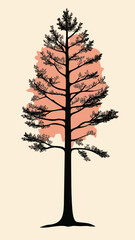 Wall Mural - minimalist tree silhouette vector with abstract background for nature themes