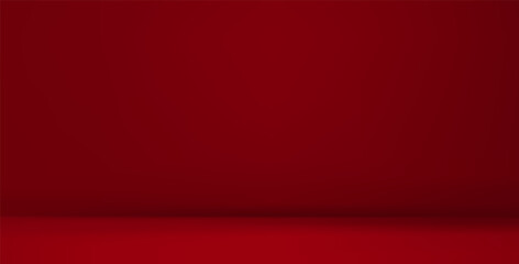 Red empty studio room background. 3d table, carpet, wall limbo bg. Clean scene for product presentation. Abstract stage room for product presentation. Clear vector backdrop Chinese, Christmas design