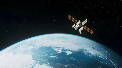 Wall Mural - Space Station Orbiting Earth At Night