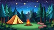 © Chotijah - A cozy camping scene under a starry night sky.
