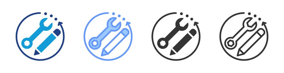 Vocational Training icon set multiple style collection