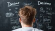 © Ankit - Man staring at decisions on chalkboard