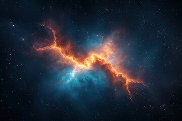cosmic space with orange nebula