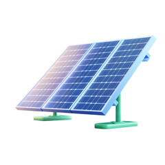 modern blue solar panel array with green base for energy efficiency